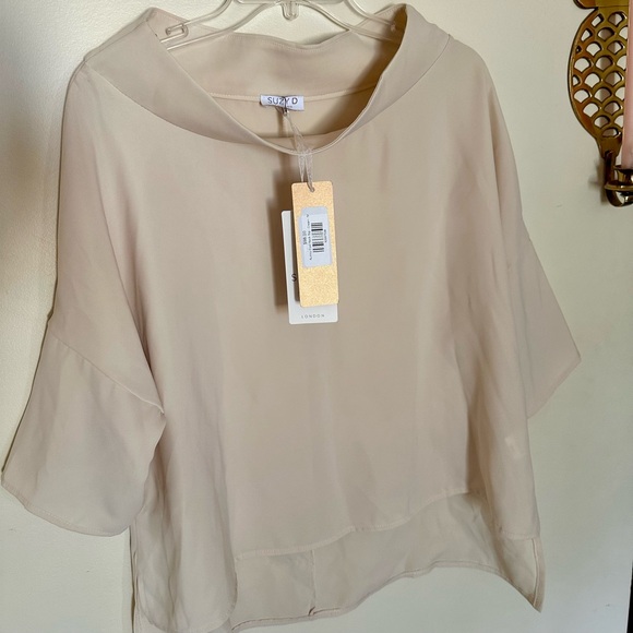 Suzy D Tops - Suzy D Women’s Ivory Audrey Cowl Neck Collar Blouse Made in Italy M